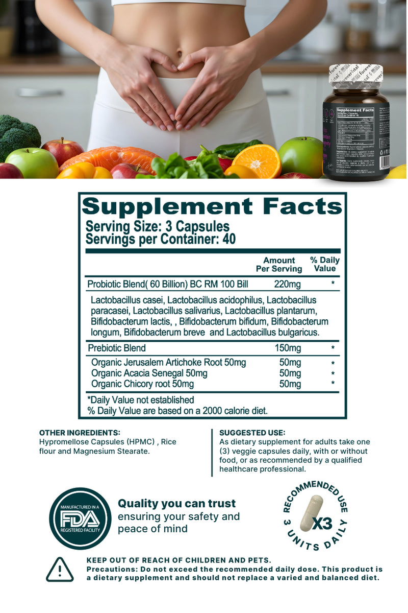 Forevervital Probiotics + Prebiotics 60 Billion


