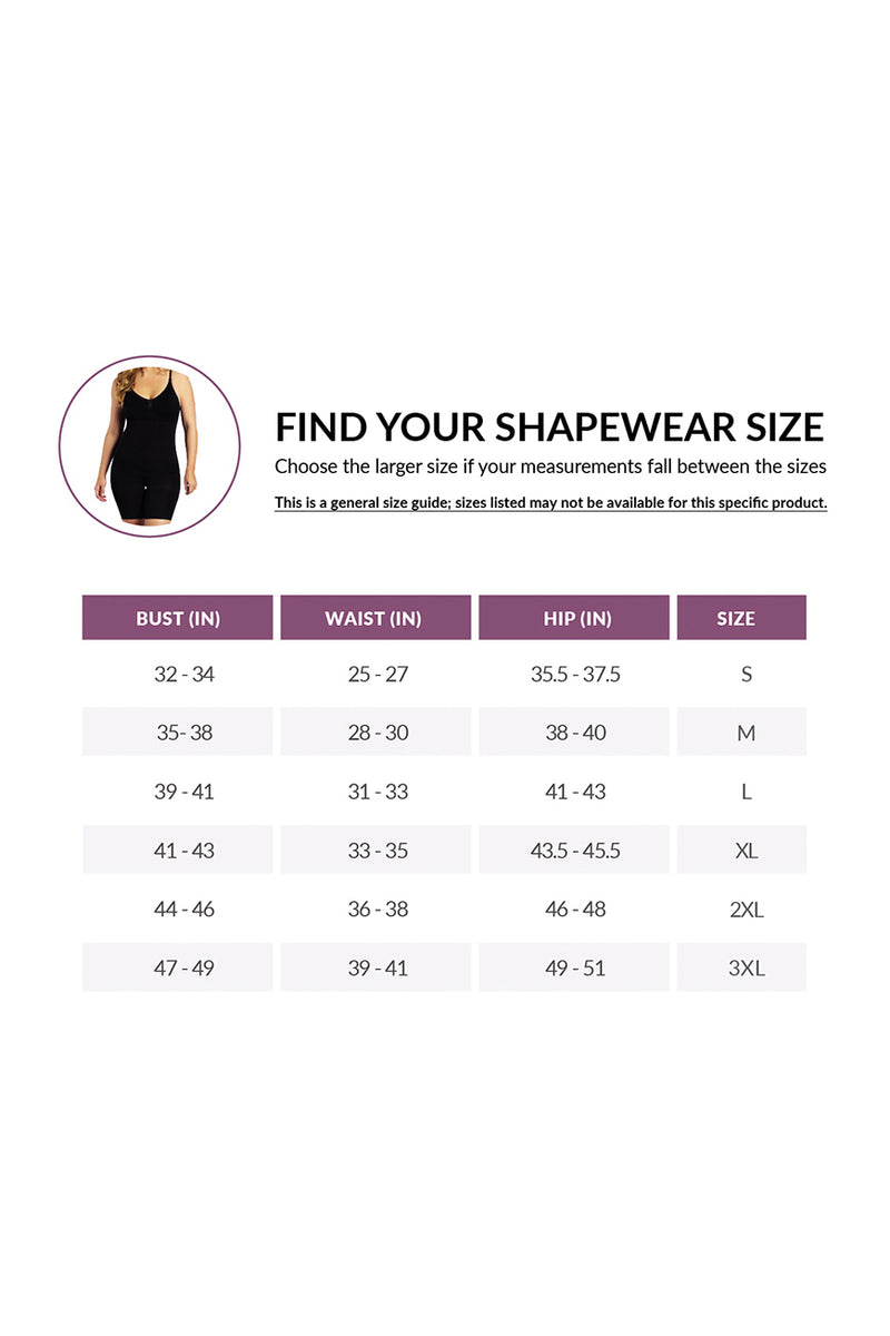 Guía de tallas de Full Body Shaper Comfort Evolution